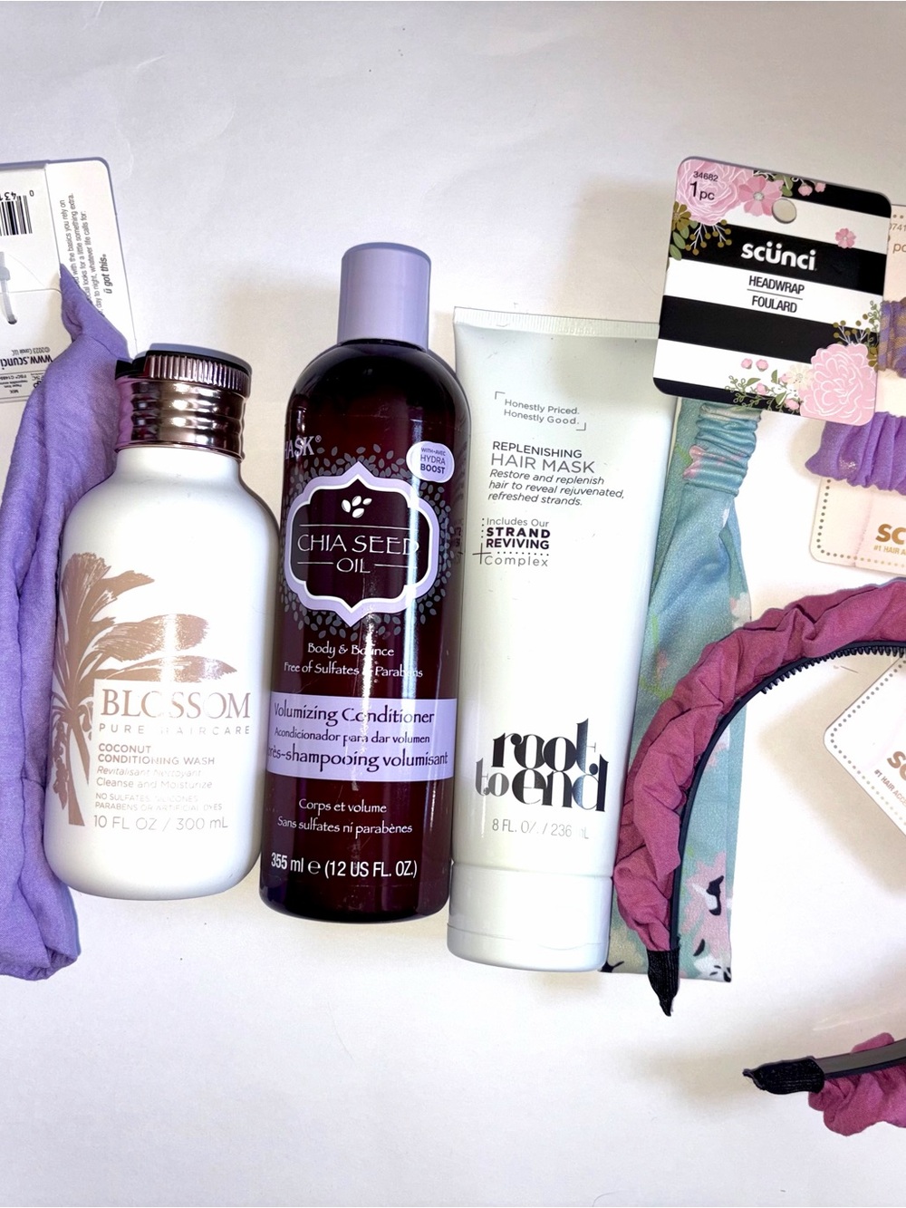 Hair Bundle: Hask, Root To End, Scunci, Blossom Haircare